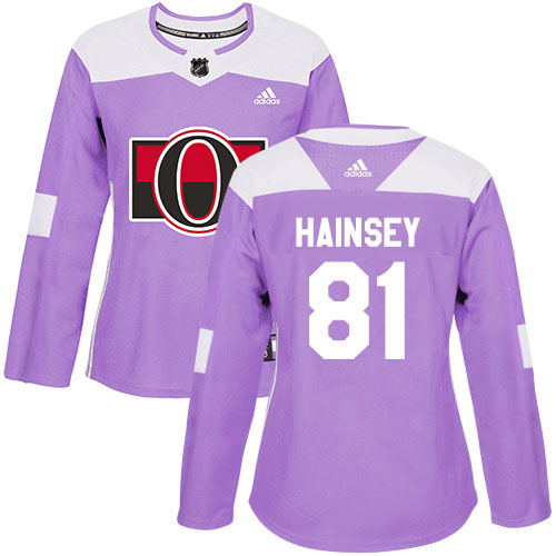 Adidas Ottawa Senators #81 Ron Hainsey Purple Authentic Fights Cancer Women's Stitched Jersey Womens