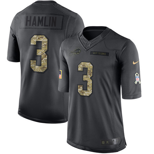 Bills #3 Damar Hamlin Black Youth Stitched Limited 2016 Salute To Service Jersey