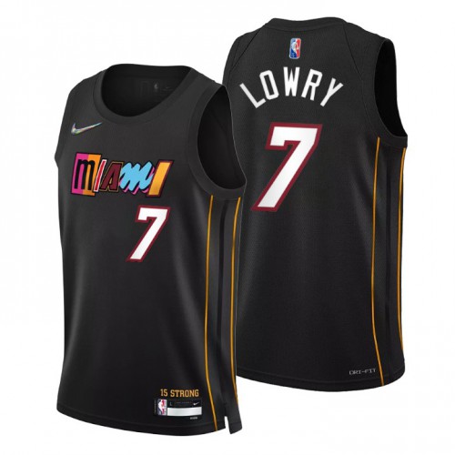Miami Miami Heat #7 Kyle Lowry Mens Black 2021/22 Swingman Jersey - City Edition Mens