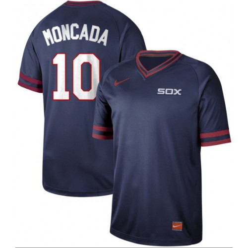 Chicago White Sox #10 Yoan Moncada Navy Authentic Cooperstown Collection Stitched Jerseys Men's