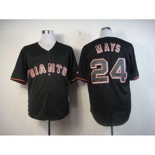 San Francisco Giants #24 Willie Mays Black Fashion Stitched Jersey Men's