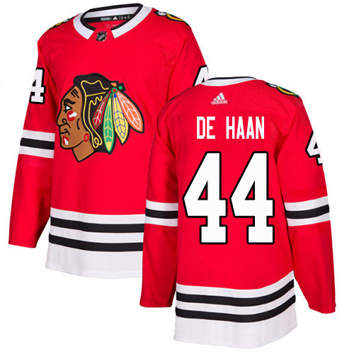 Adidas Chicago Blackhawks #44 Calvin De Haan Red Home Authentic Stitched Jersey Men's