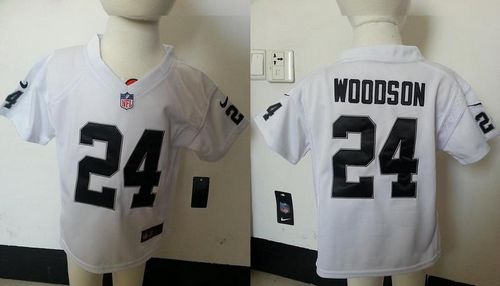 Toddler Raiders #24 Charles Woodson White Stitched Elite Jersey