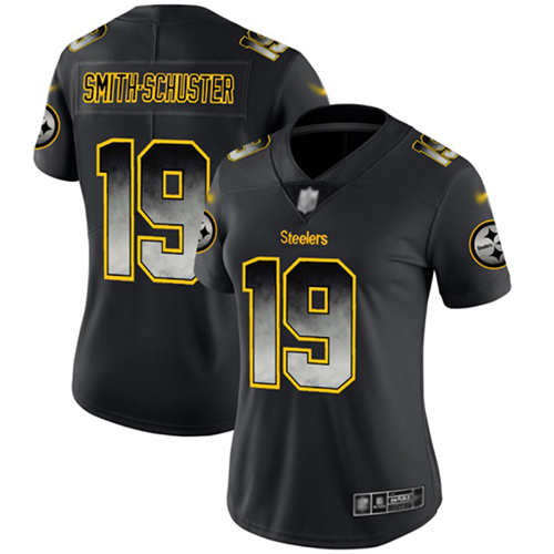 Pittsburgh Steelers #19 JuJu Smith-Schuster Black Women's Stitched Vapor Untouchable Limited Smoke Fashion Jersey Womens