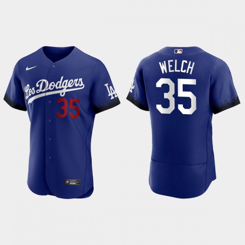 Los Angeles Los Angeles Dodgers #35 Bob Welch Men's 2021 City Connect Authentic Jersey Royal Men's