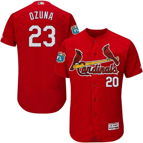 St.Louis Cardinals #23 Marcell Ozuna Red Flexbase Authentic Collection Stitched Jersey Men's