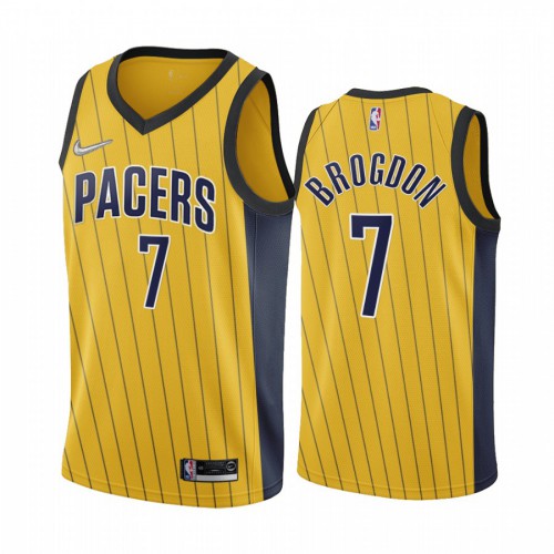 Indiana Indiana Pacers #7 Malcolm Brogdon Gold Swingman 2020-21 Earned Edition Jersey Mens