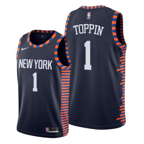New York Knicks #1 Obi Toppin Navy Womens Swingman City Edition 2018/19 Jersey Womens