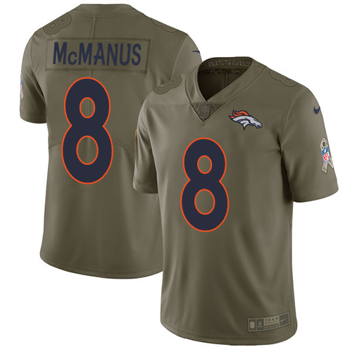 Denver Broncos #8 Brandon McManus Olive Men's Stitched Limited 2017 Salute to Service Jersey Men's