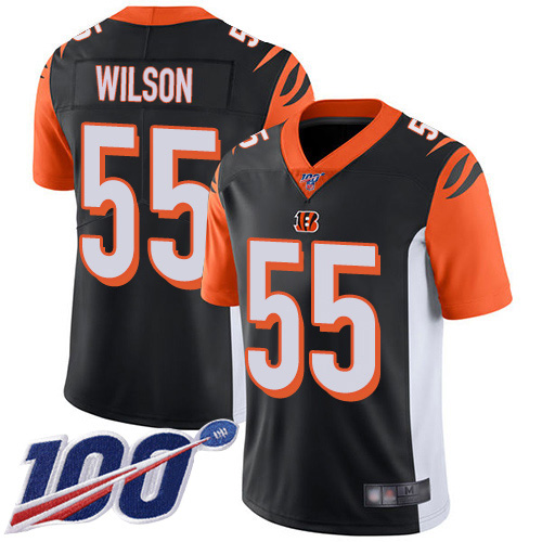 Cincinnati Bengals #55 Logan Wilson Black Team Color Youth Stitched 100th Season Vapor Untouchable Limited Jersey Youth