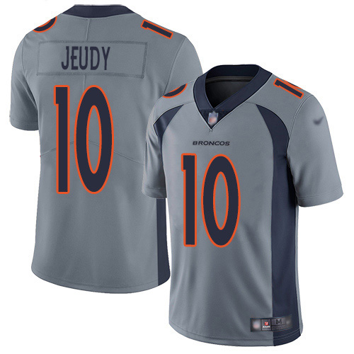 Broncos #10 Jerry Jeudy Gray Men's Stitched Limited Inverted Legend Jersey
