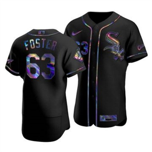 Chicago Chicago White Sox #63 Matt Foster Men's Iridescent Holographic Collection Jersey - Black Men's