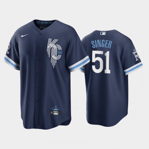 Kansas City Kansas City Royals #51 Brady Singer Men's Game Replica 2022 City Connect Navy Jersey Men's