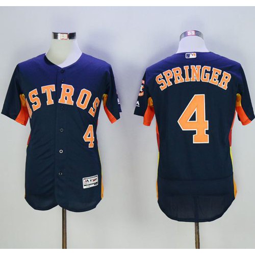 Houston Astros #4 George Springer Navy Blue Flexbase Authentic Collection Stitched Jersey Men's