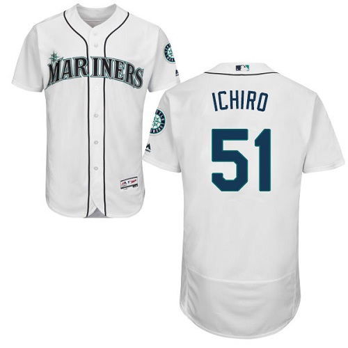 Seattle Mariners #51 Ichiro Suzuki White Flexbase Authentic Collection Stitched Jersey Men's