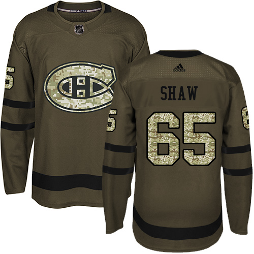 Adidas Montreal Canadiens #65 Andrew Shaw Green Salute to Service Stitched Youth Jersey Youth
