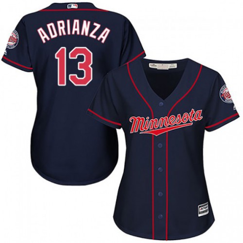Minnesota Twins #13 Ehire Adrianza Navy Blue Alternate Women's Stitched Jersey Womens
