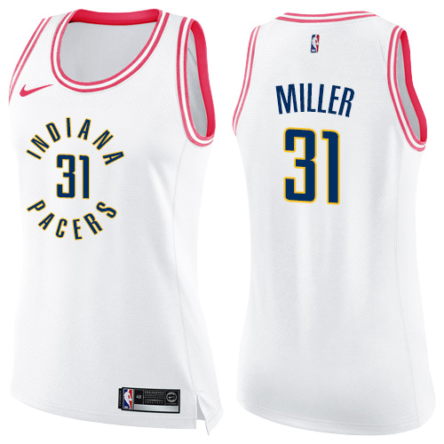 Indiana Pacers #31 Reggie Miller White/Pink Womens Swingman Fashion Jersey Womens