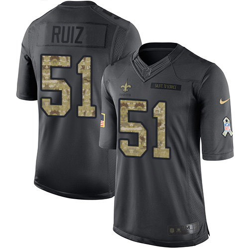 New Orleans Saints #51 Cesar Ruiz Black Men's Stitched Limited 2016 Salute to Service Jersey Men's