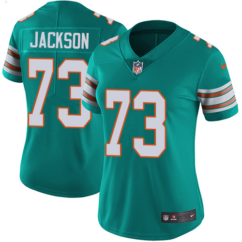 Miami Dolphins #73 Austin Jackson Aqua Green Alternate Women's Stitched Vapor Untouchable Limited Jersey Womens