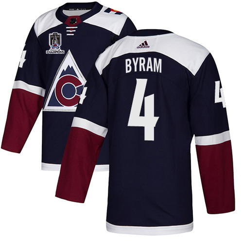 Adidas Colorado Avalanche #4 Bowen Byram Navy 2022 Stanley Cup Champions Alternate Authentic Stitched Jersey Men's
