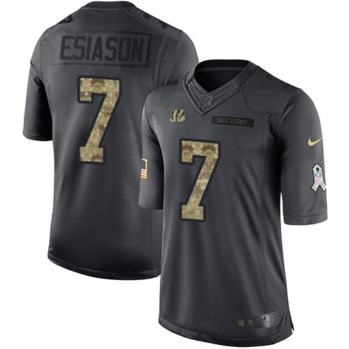 Cincinnati Bengals #7 Boomer Esiason Black Men's Stitched Limited 2016 Salute to Service Jersey Men's