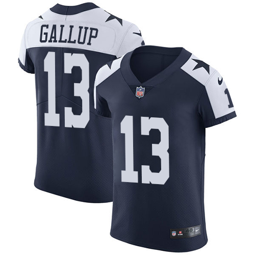 Cowboys #13 Michael Gallup Navy Blue Thanksgiving Men's Stitched Vapor Untouchable Throwback Elite Jersey