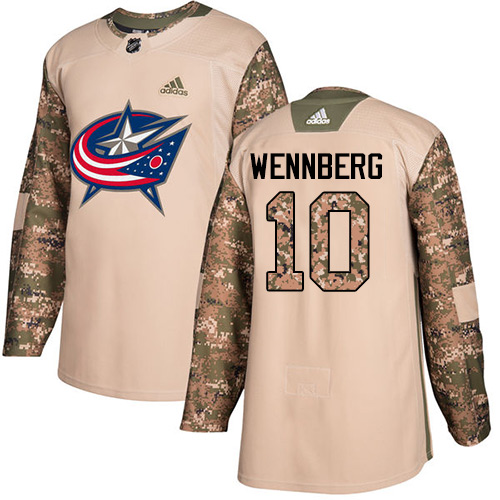 Adidas Columbus Blue Jackets #10 Alexander Wennberg Camo Authentic 2017 Veterans Day Stitched Jersey Men's