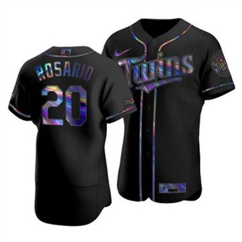 Minnesota Minnesota Twins #20 Eddie Rosario Men's Iridescent Holographic Collection Jersey - Black Men's