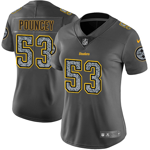 Pittsburgh Steelers #53 Maurkice Pouncey Gray Static Women's Stitched Vapor Untouchable Limited Jersey Womens