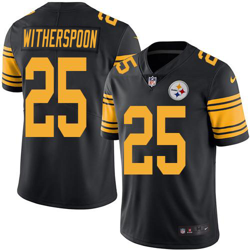 Steelers #25 Ahkello Witherspoon Black Men's Stitched Limited Rush Jersey