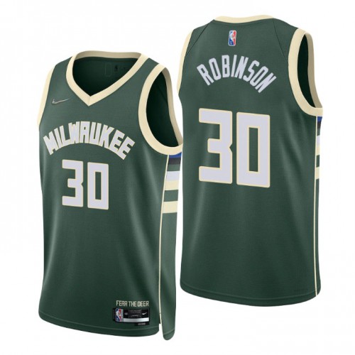 Milwaukee Bucks #30 Justin Robinson Green Mens 2021-22 75th Anniversary Diamond Swingman Jersey - Icon Edition Mens