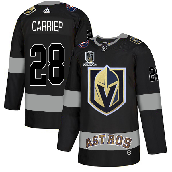 Adidas Golden Knights X Astros #28 William Carrier Black 2023 Stanley Cup Champions Authentic City Joint Name Stitched Jersey