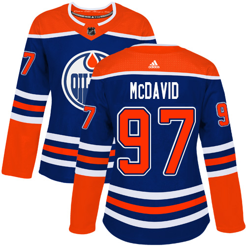 Adidas Edmonton Oilers #97 Connor McDavid Royal Alternate Authentic Women's Stitched Jersey Womens