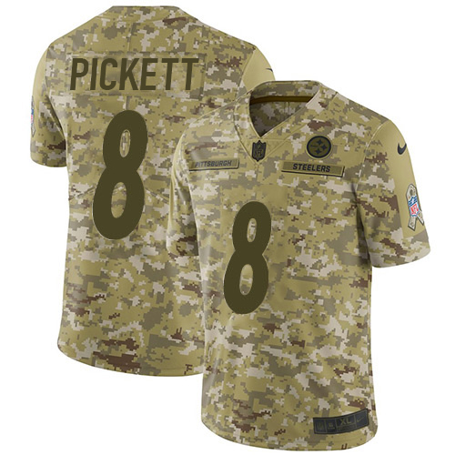 Steelers #8 Kenny Pickett Camo Men's Stitched Limited 2018 Salute To Service Jersey