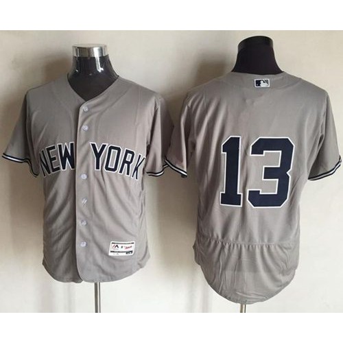 New York Yankees #13 Alex Rodriguez Grey Flexbase Authentic Collection Stitched Jersey Men's