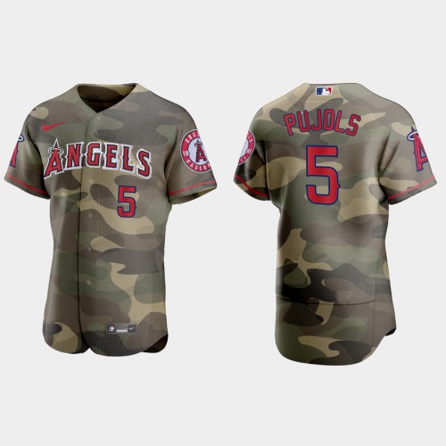 Los Angeles Los Angeles Angels #5 Albert Pujols Men's 2021 Armed Forces Day Authentic Jersey -Camo Men's