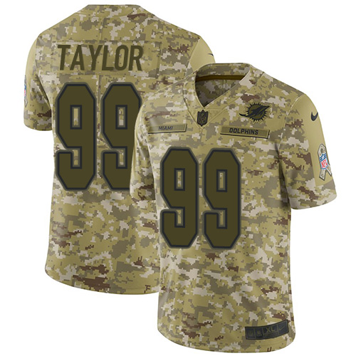 Miami Dolphins #99 Jason Taylor Camo Men's Stitched Limited 2018 Salute To Service Jersey Men's