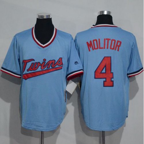 Minnesota Twins #4 Paul Molitor Light Blue Cooperstown Throwback Stitched Jersey Men's