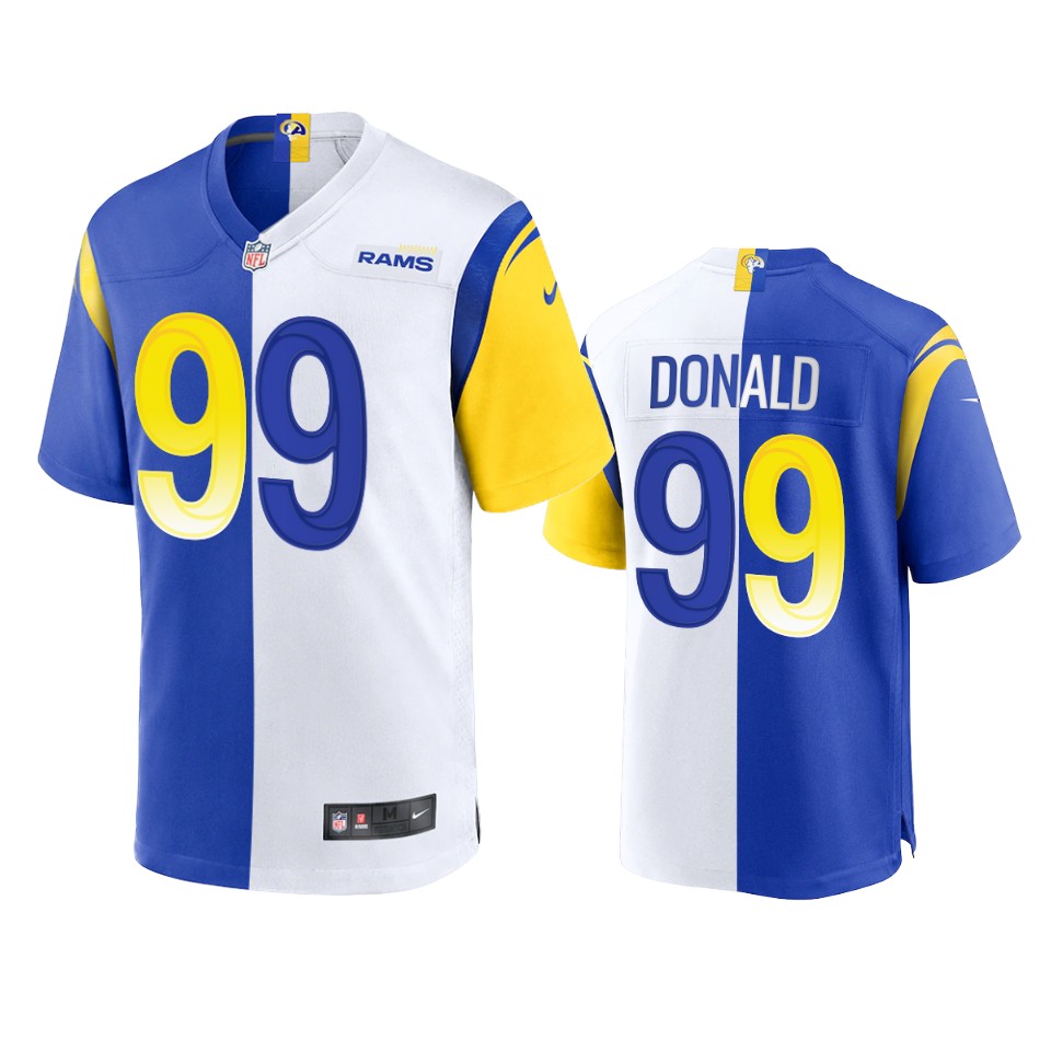 Los Angeles Rams #99 Aaron Donald Men's Royal White Split Game Limited Jersey