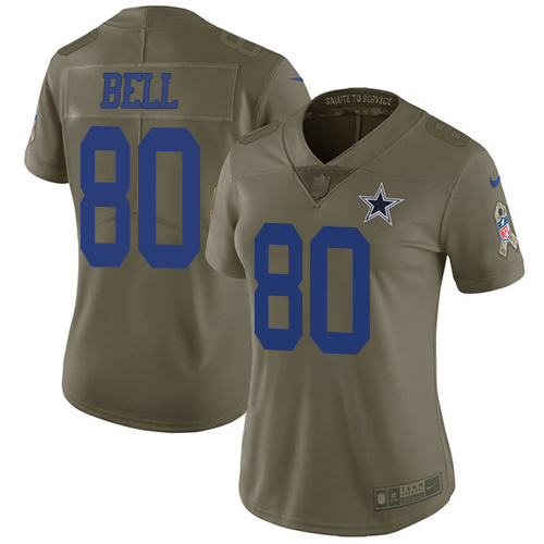 Dallas Cowboys #80 Blake Bell Olive Women's Stitched Limited 2017 Salute To Service Jersey Womens