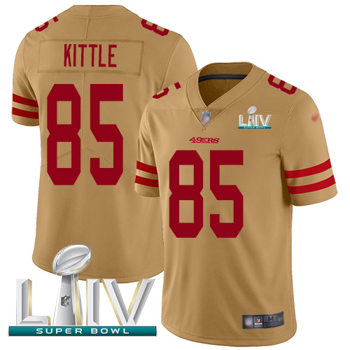 49ers #85 George Kittle Gold Super Bowl LIV 2020 Youth Stitched Limited Inverted Legend Jersey