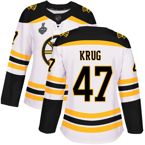 Adidas Boston Bruins #47 Torey Krug White Road Authentic Stanley Cup Final Bound Women's Stitched Jersey Womens