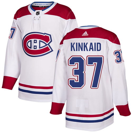 Adidas Montreal Canadiens #37 Keith Kinkaid White Road Authentic Stitched Jersey Men's