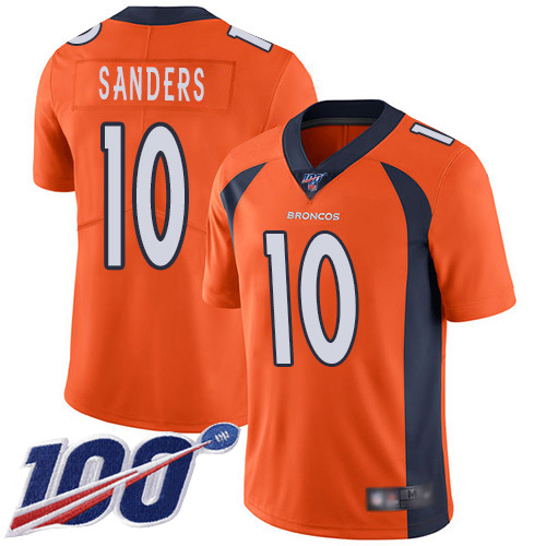 Denver Broncos #10 Emmanuel Sanders Orange Men's Stitched 100th Season Vapor Limited Jersey Men's