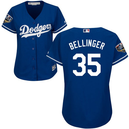 Los Angeles Dodgers #35 Cody Bellinger Blue Alternate 2018 World Series Women's Stitched Jersey Womens