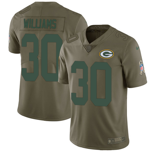 Green Bay Packers #30 Jamaal Williams Olive Men's Stitched Limited 2017 Salute To Service Jersey Men's