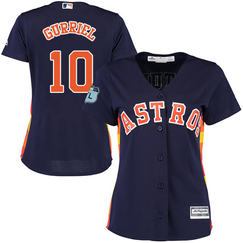 Houston Astros #10 Yuli Gurriel Navy Blue Alternate Women's Stitched Jersey Womens