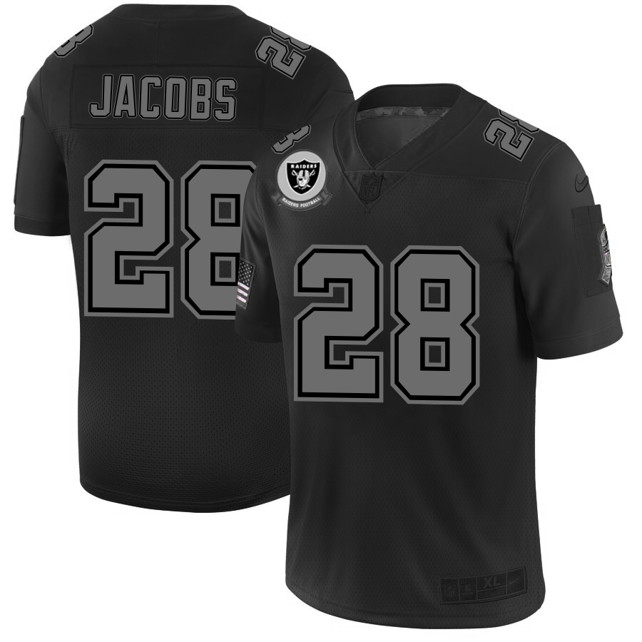 Raiders #28 Josh Jacobs Men's Black 2019 Salute To Service Limited Stitched Jersey