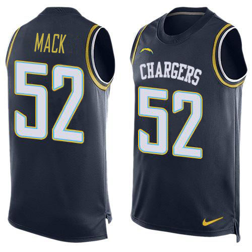 Chargers #52 Khalil Mack Navy Blue Team Color Men's Stitched Limited Tank Top Jersey